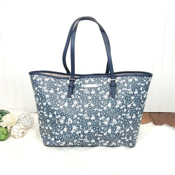 Michael Kors Jet Set Travel Large Carry All Navy Tote with Matching Wallet - Picture 3 of 16